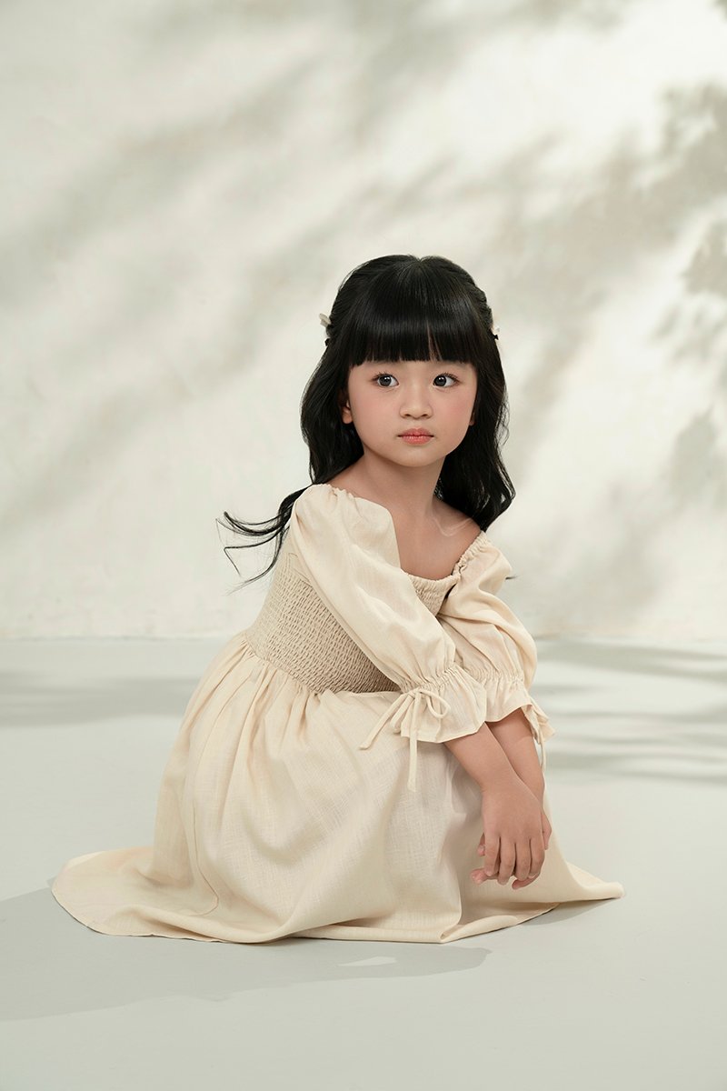 Little Emme Smocked Dress in French Cream