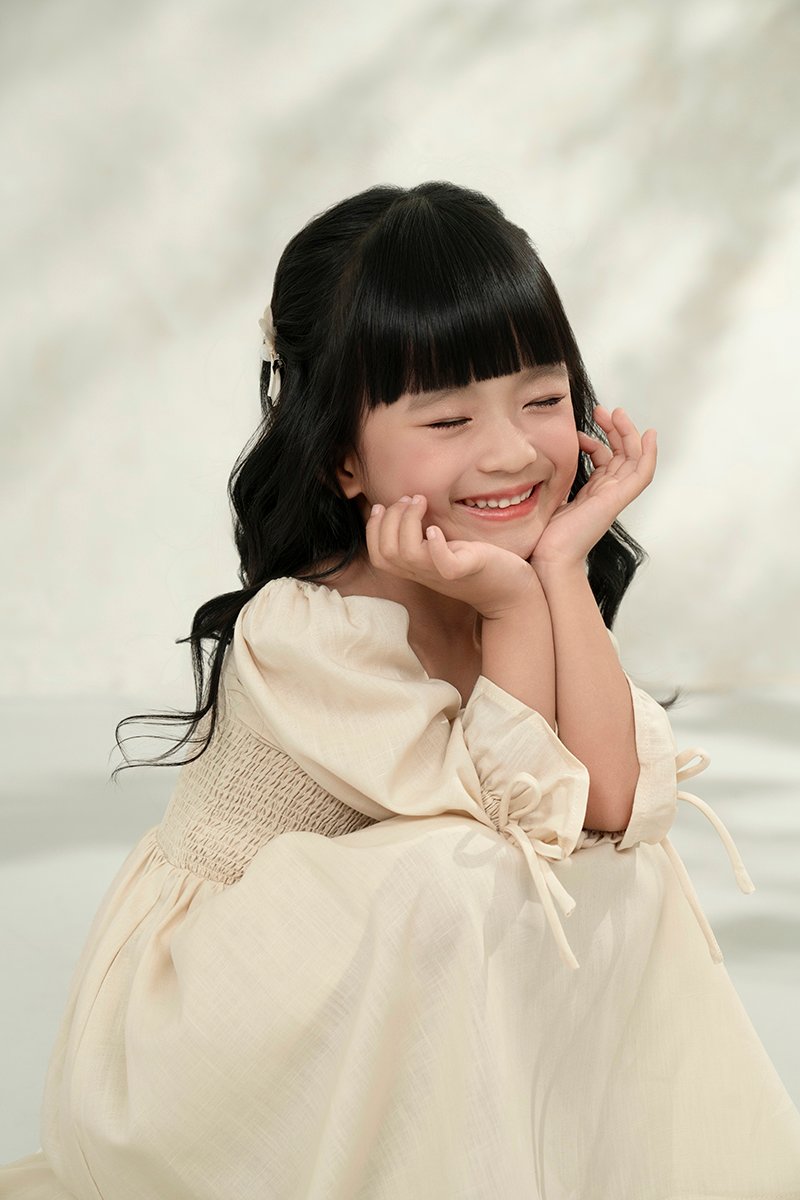 Little Emme Smocked Dress in French Cream