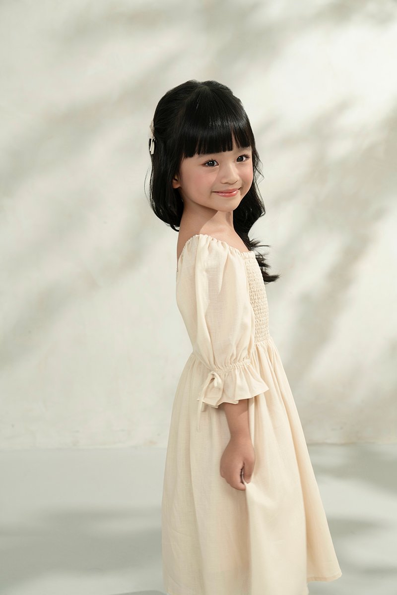 Little Emme Smocked Dress in French Cream