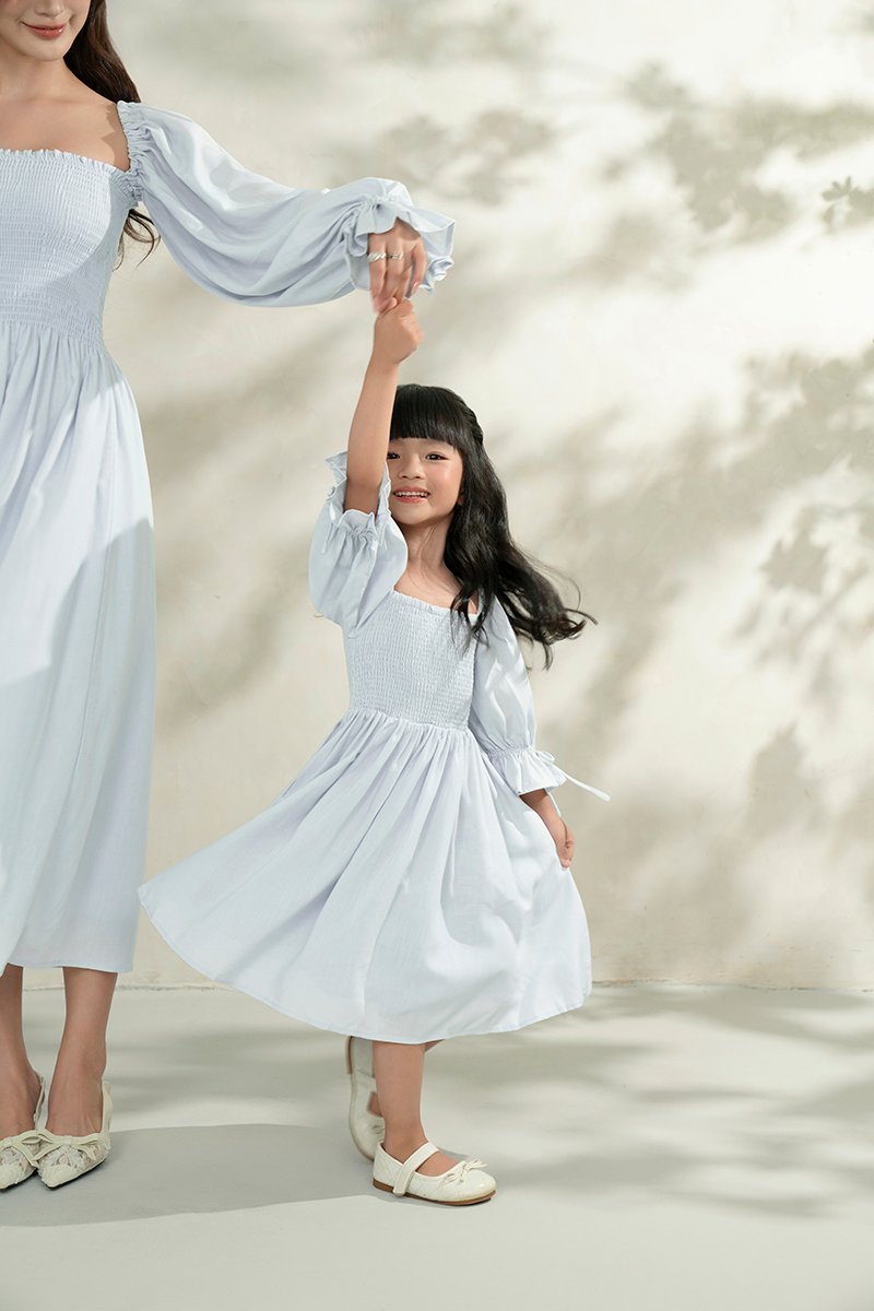Little Emme Smocked Dress in Baby Blue