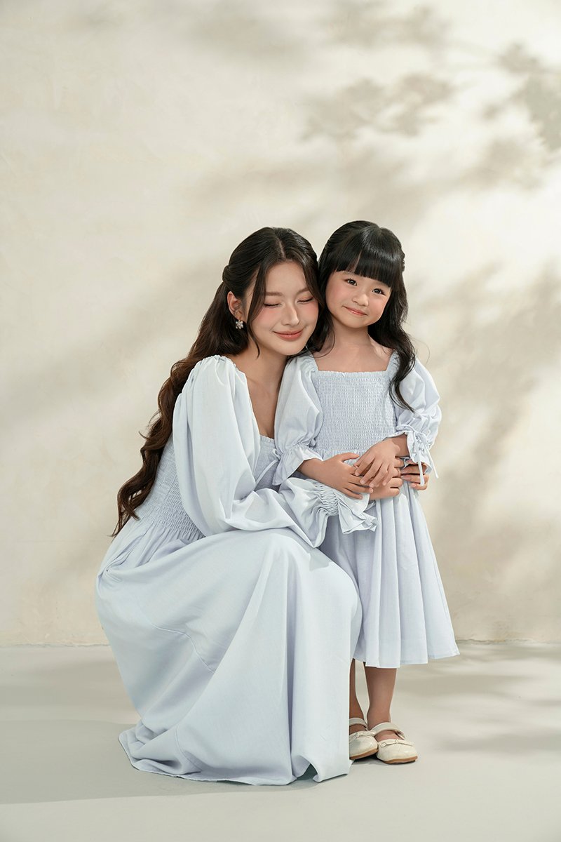 Little Emme Smocked Dress in Baby Blue