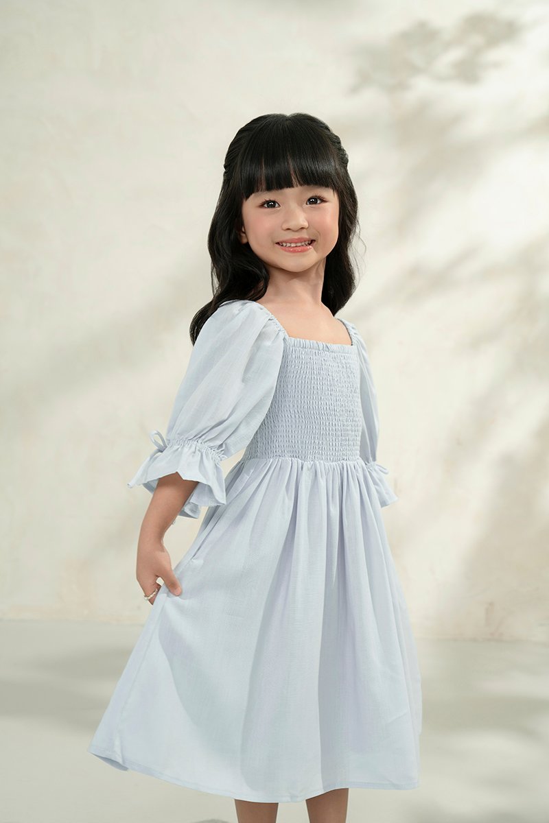 Little Emme Smocked Dress in Baby Blue