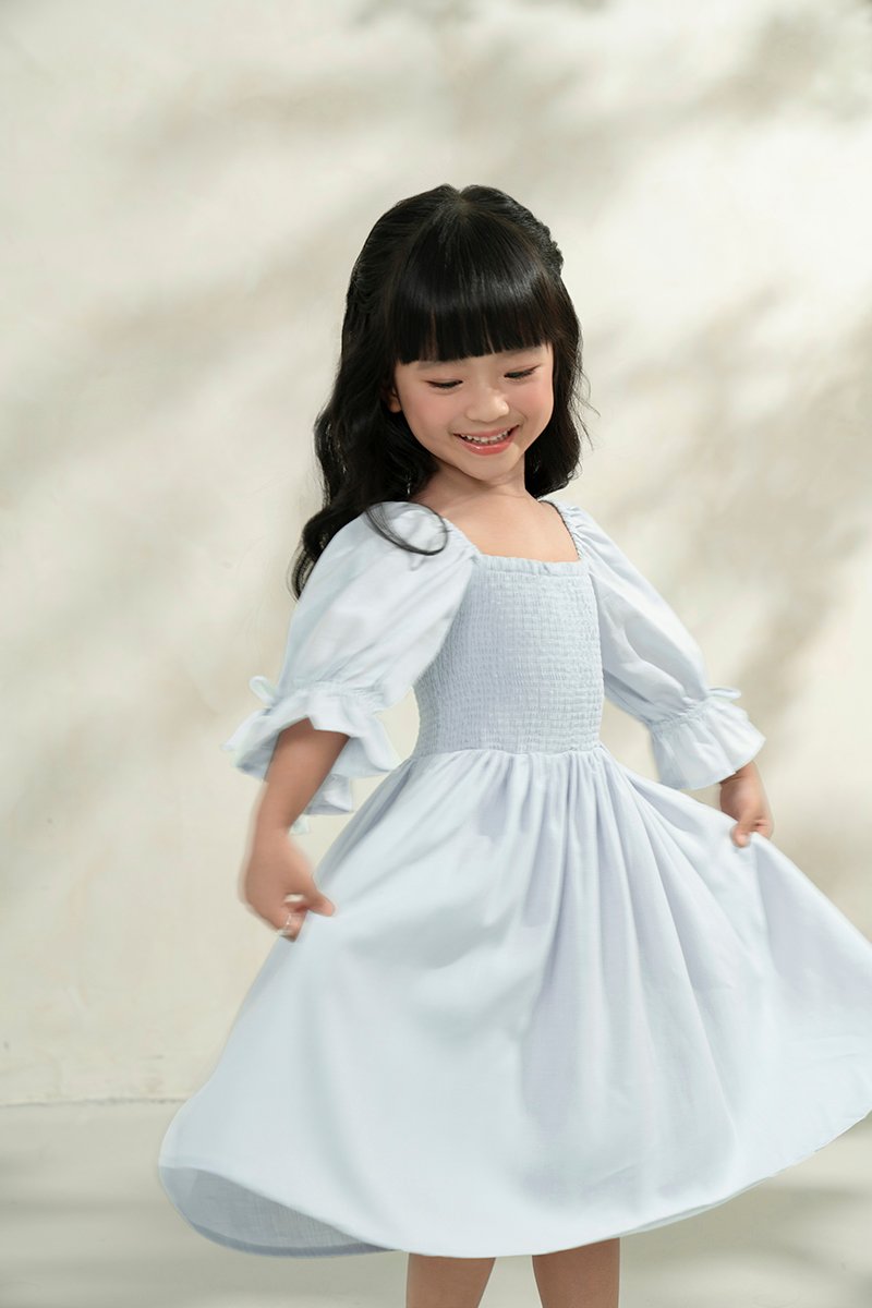 Little Emme Smocked Dress in Baby Blue