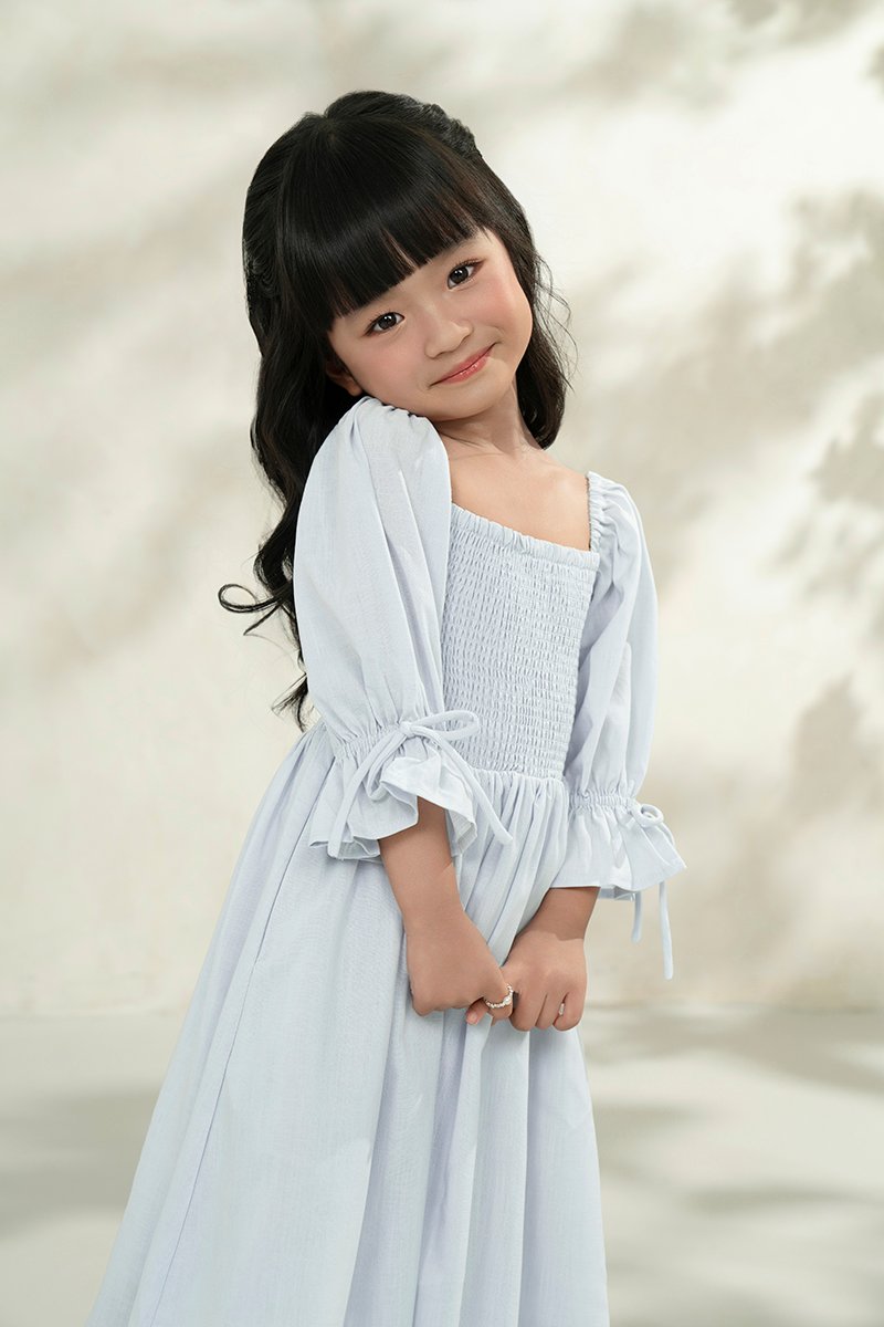 Little Emme Smocked Dress in Baby Blue