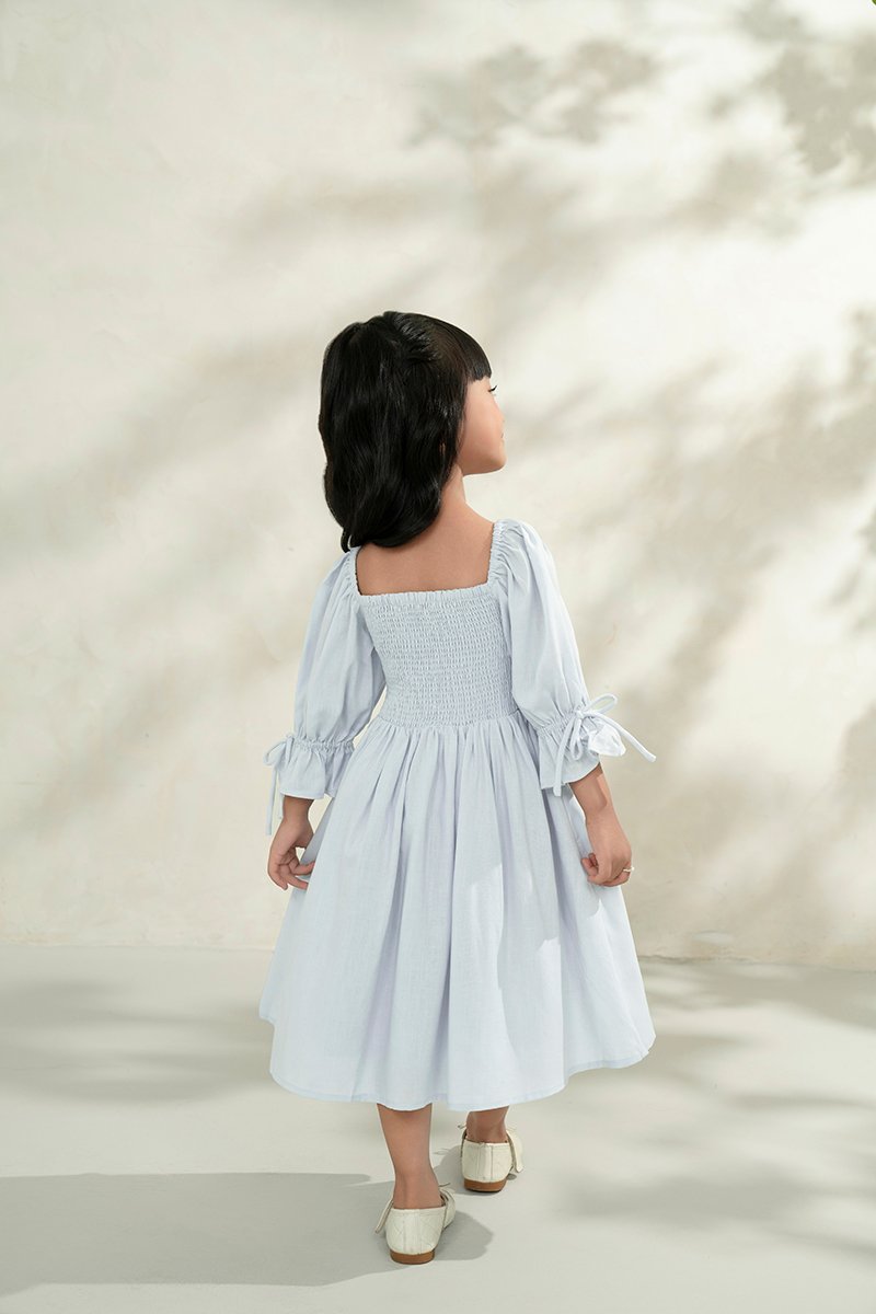 Little Emme Smocked Dress in Baby Blue