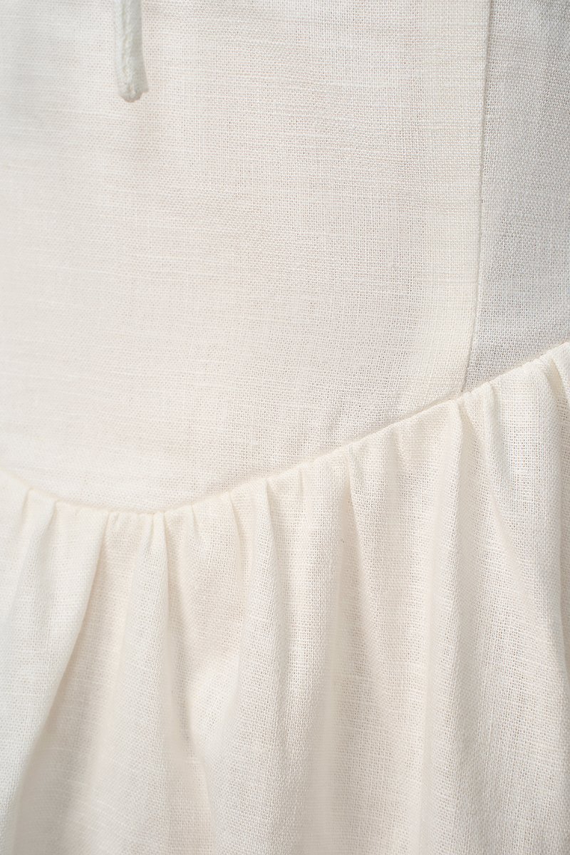 Lucia Padded Milkmaid Midi Dress in Iconic White