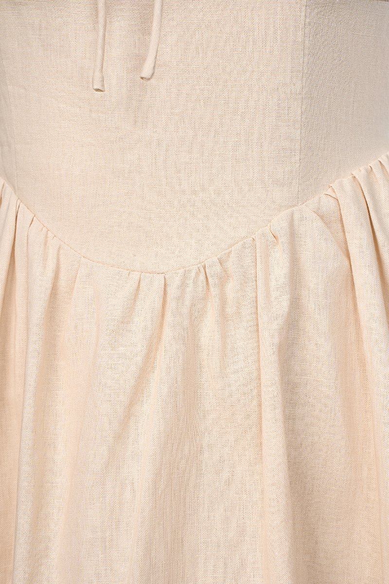 Lucia Padded Milkmaid Midi Dress in Vanilla Cream
