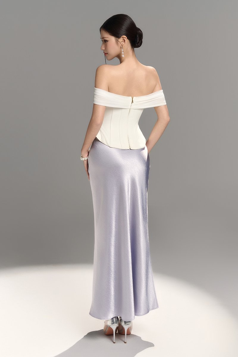 Neve Soft Corset Drape Top with Sash in Iconic White