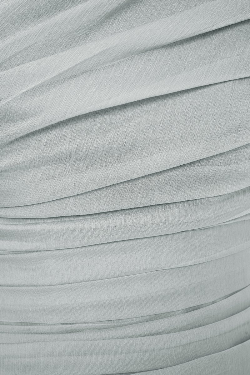 Raea Padded Toga Ruche Top in Comfort Grey