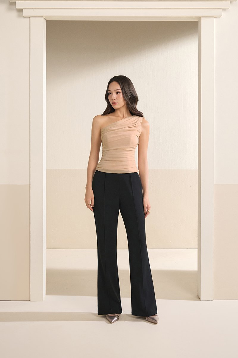 Raea Padded Toga Ruche Top in Nude Glow