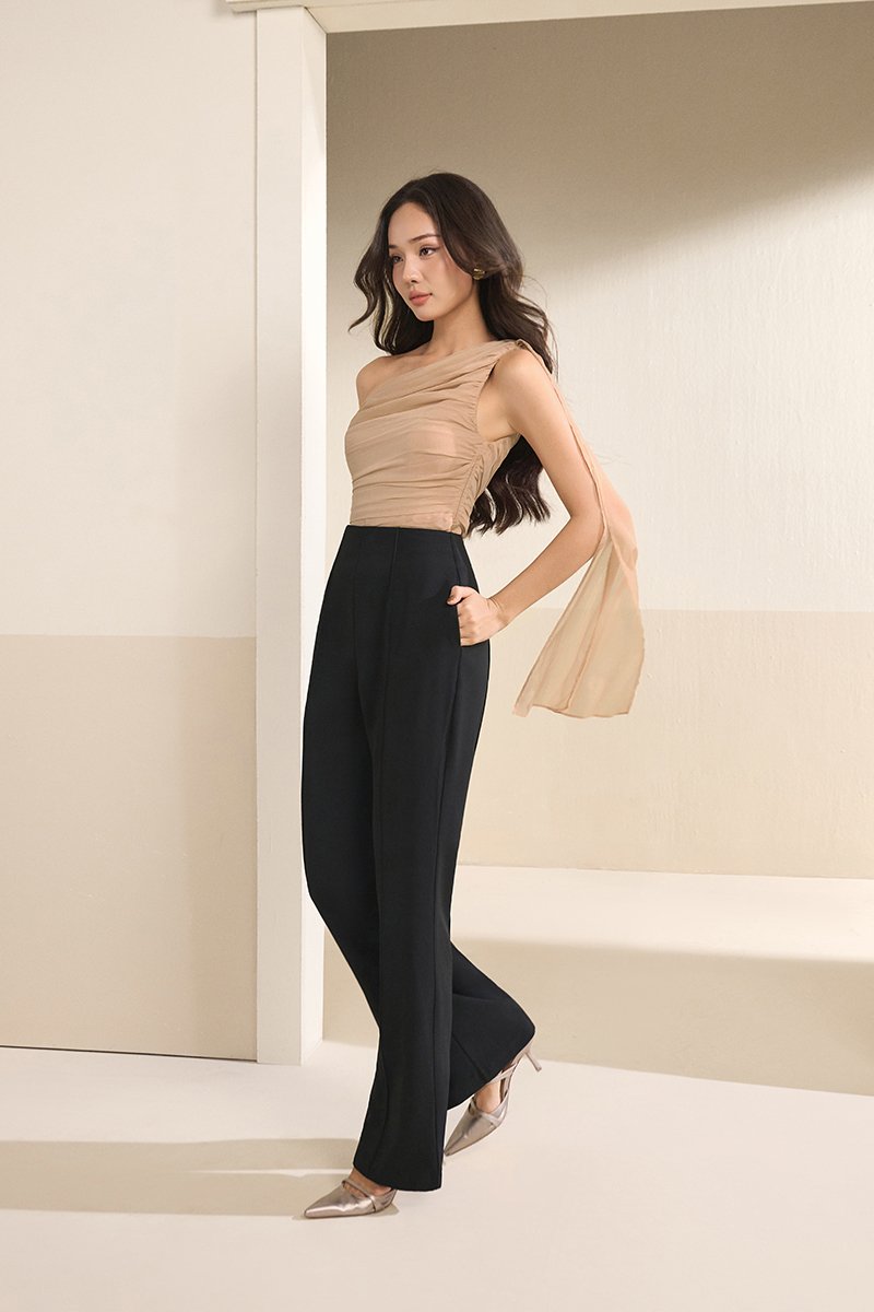 Raea Padded Toga Ruche Top in Nude Glow