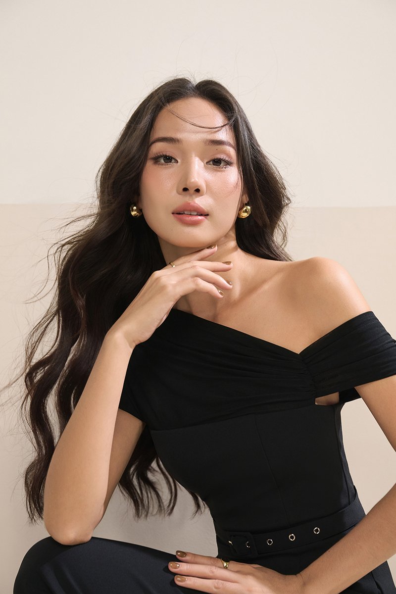 Roux Padded Asymmetrical Jumpsuit in Classic Black