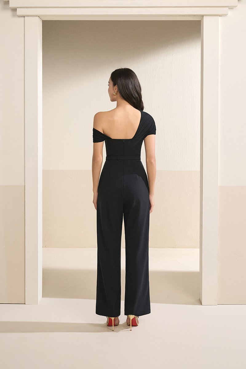 Roux Padded Asymmetrical Jumpsuit in Classic Black
