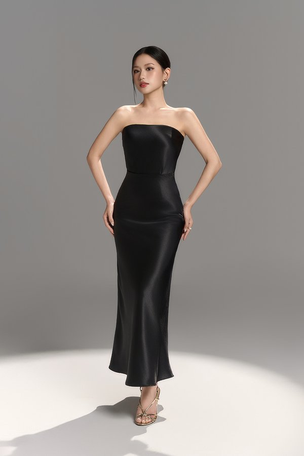 Alethea Slip Mermaid Maxi Skirt in Classic Black