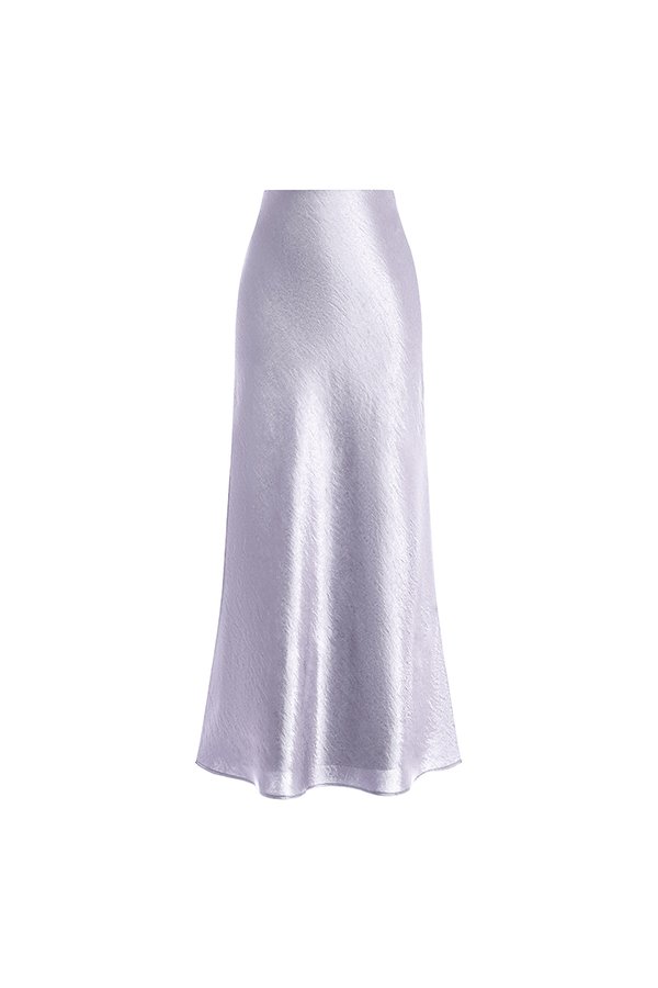 Alethea Slip Mermaid Maxi Skirt in Icy Lavender Fog