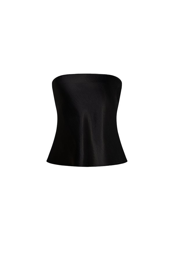 Alethea Tube Top with Organdy Cape in Classic Black