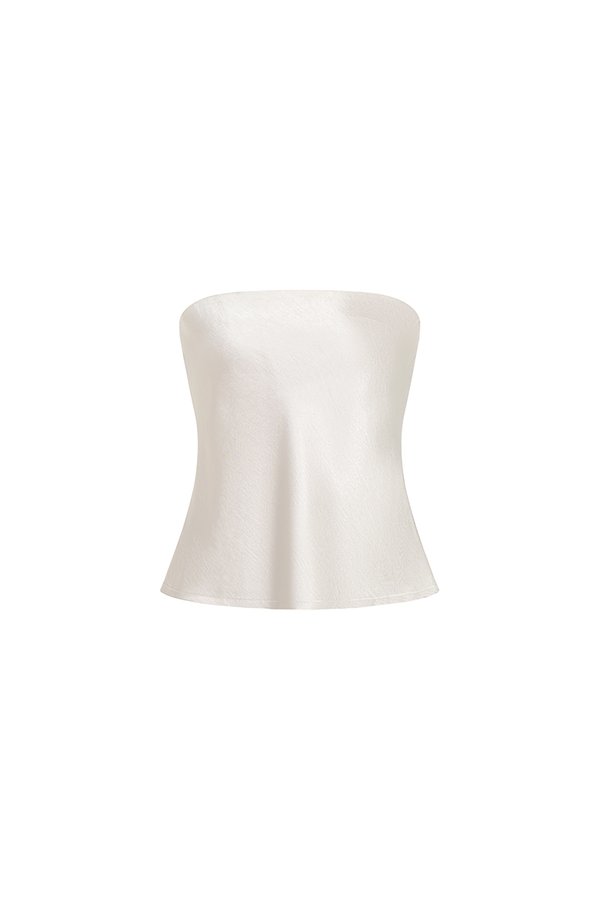 Alethea Tube Top with Organdy Cape in Pearl