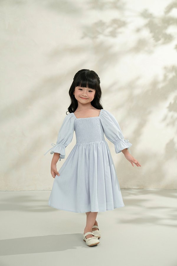Little Emme Smocked Dress in Baby Blue