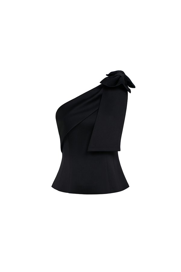 Lumira Bow Toga Top in Classic Black