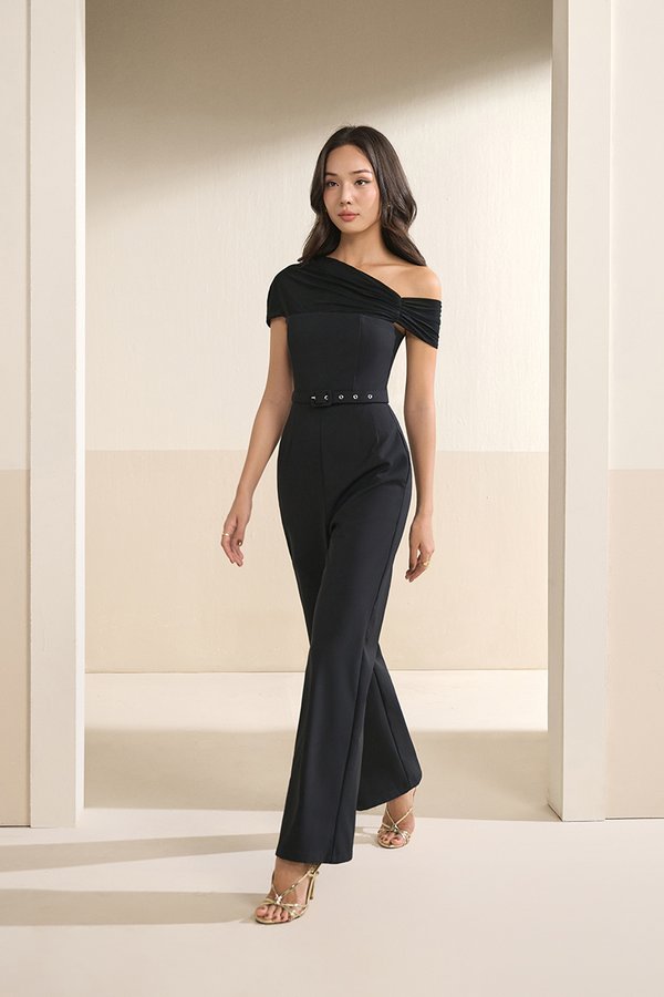 Roux Padded Asymmetrical Jumpsuit in Classic Black