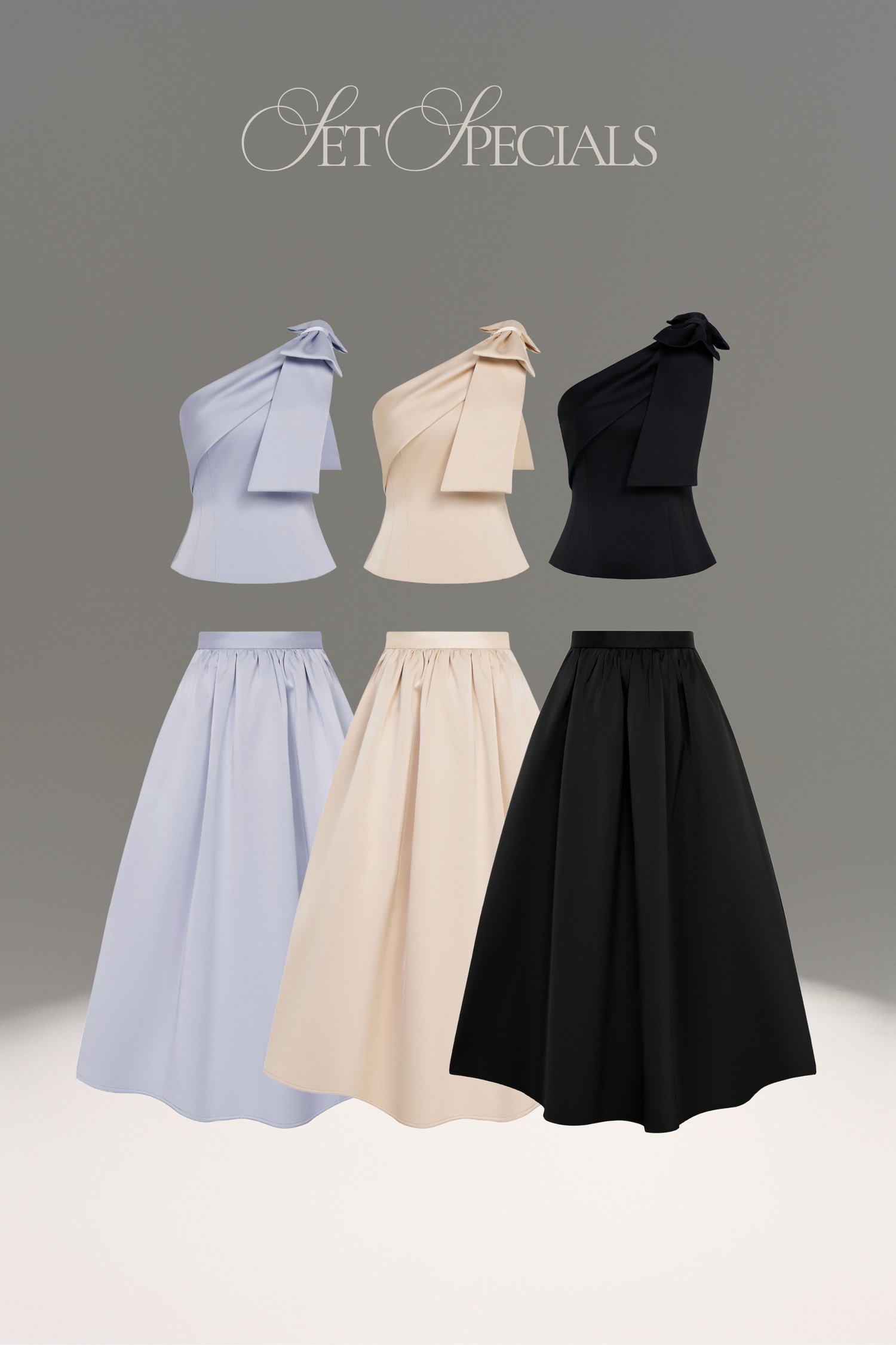 Lumira Bow Toga Top & Lumira Skirt Set