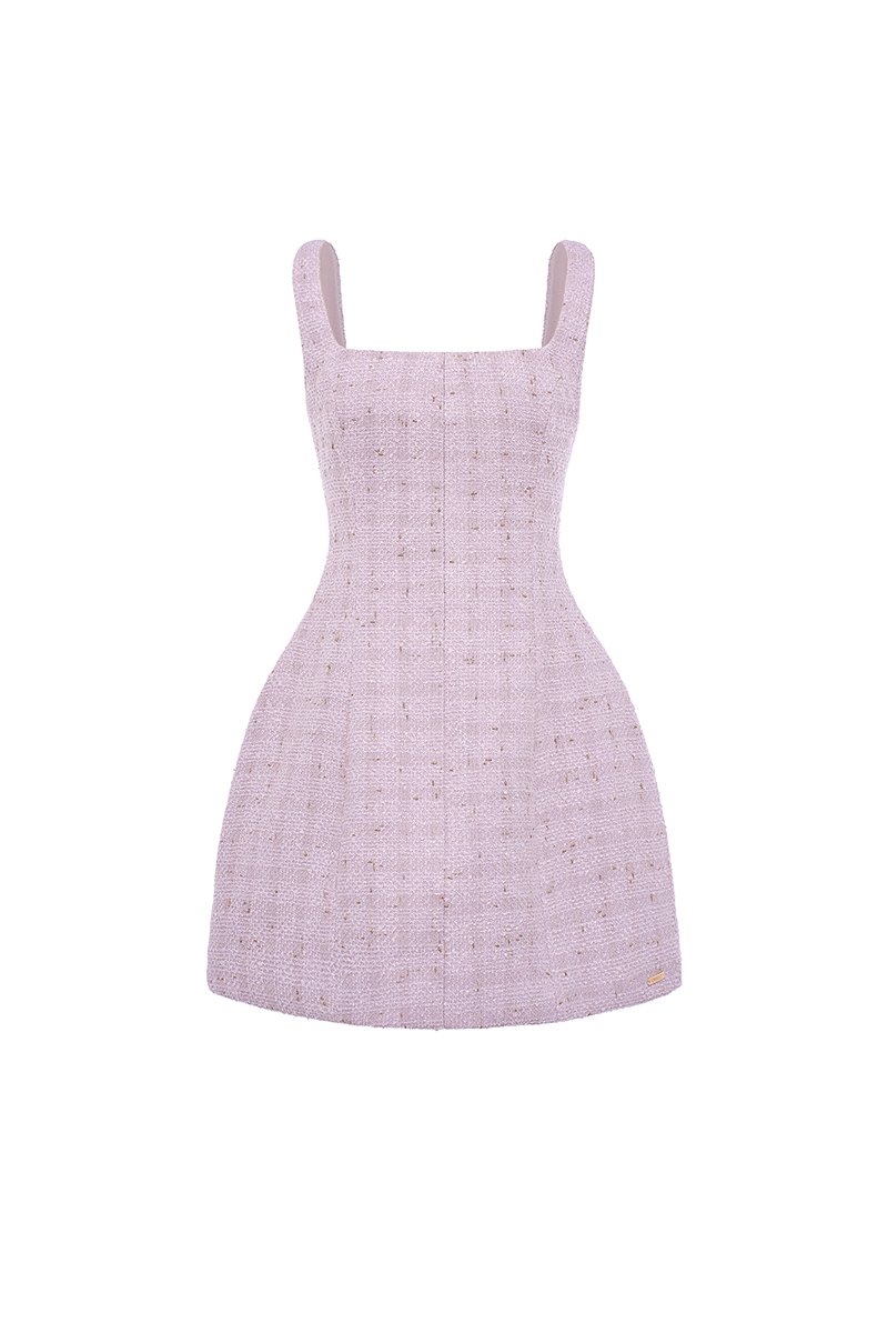 Audrina Square Neck Mini Dress in Soft Lilac