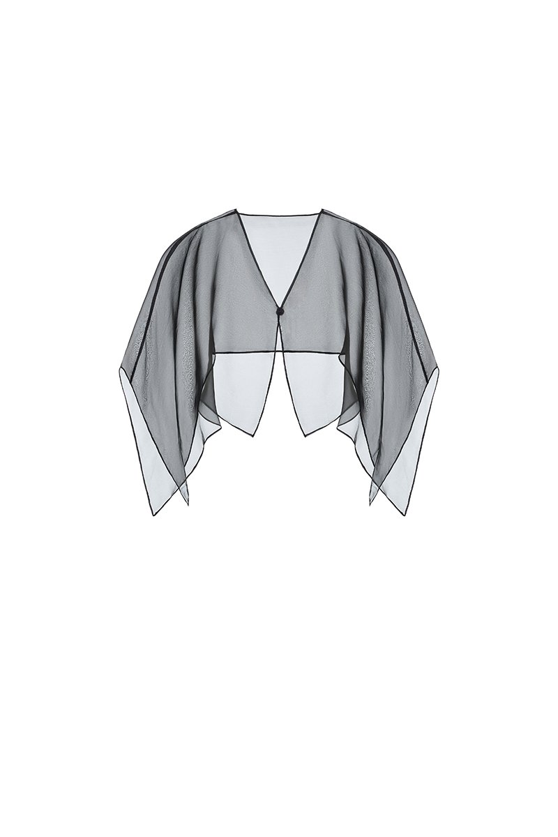 Alethea Tube Top with Organdy Cape in Classic Black