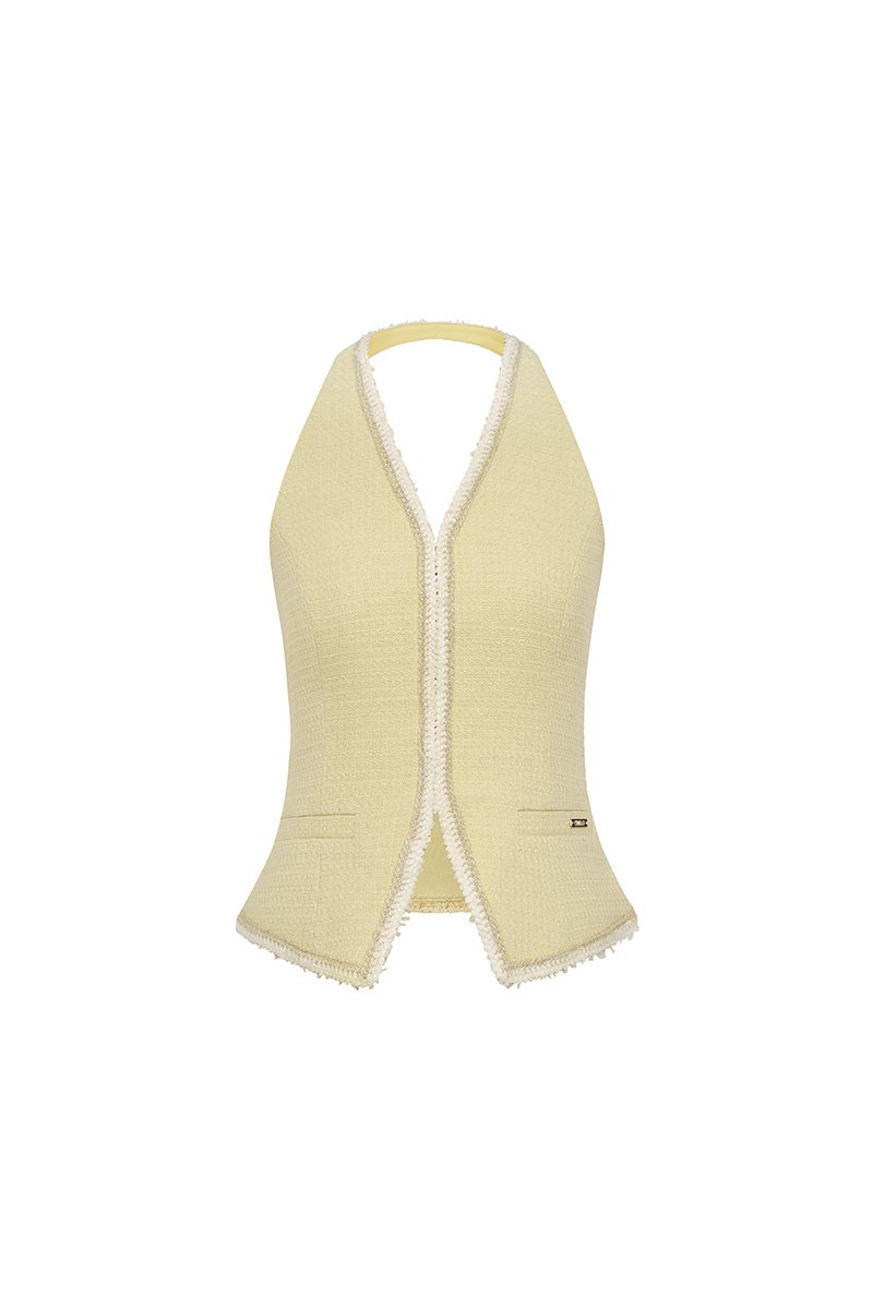 Irene V-Neckline Tailored Vest in Limonelle