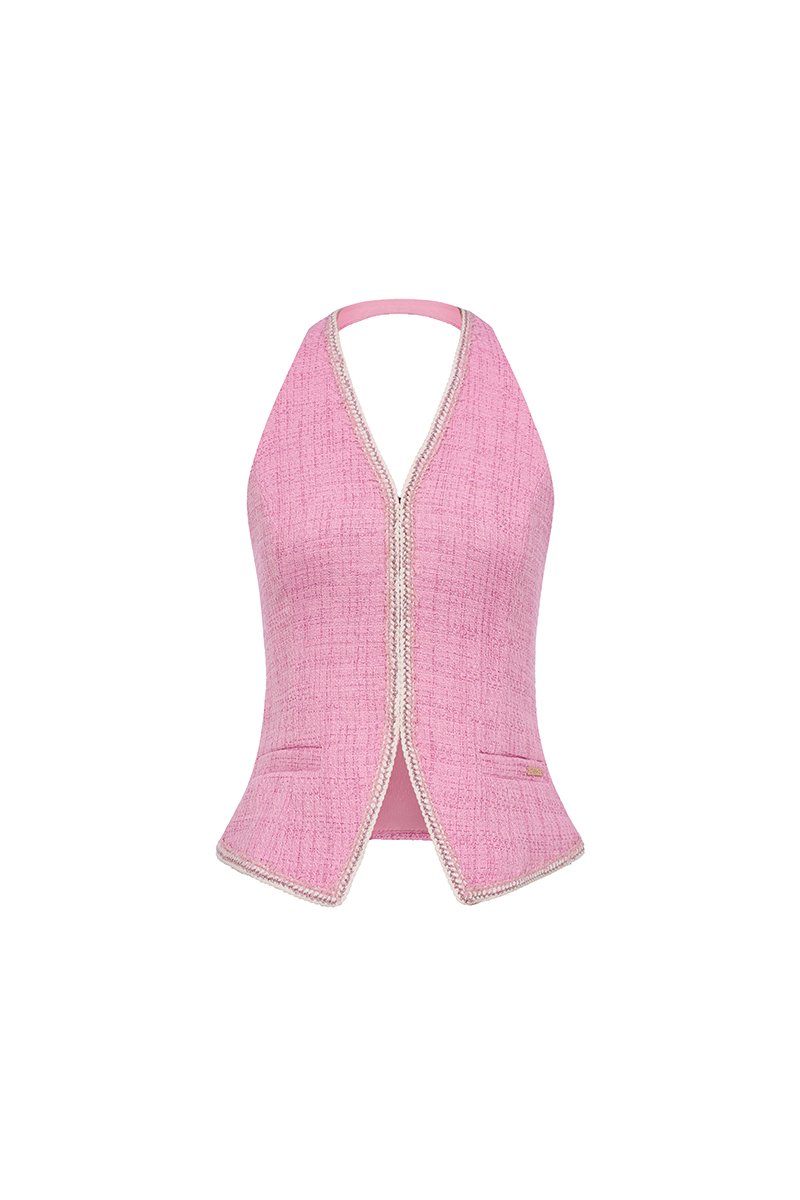 Irene V-Neckline Tailored Vest in Rosette