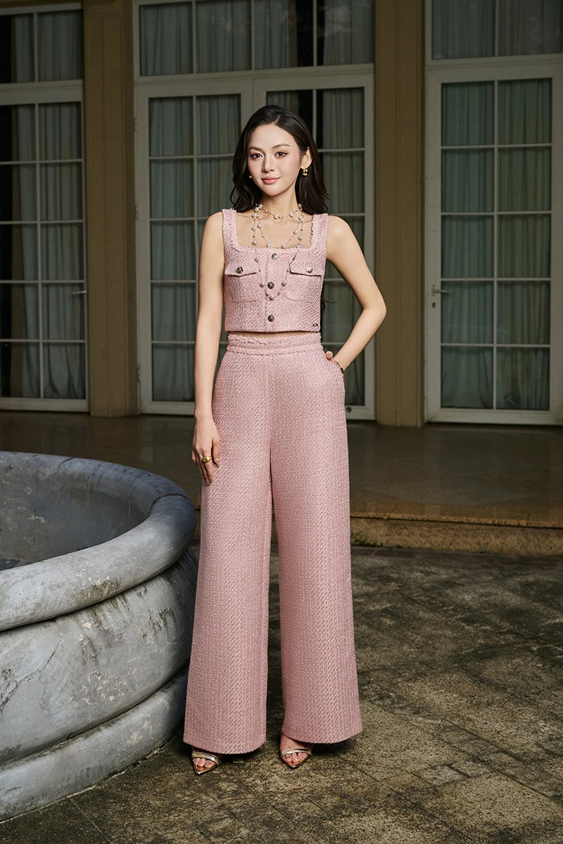 Nolyn High Waist Straight Pants in Crepe Pink