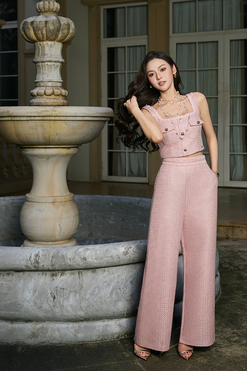 Nolyn High Waist Straight Pants in Crepe Pink