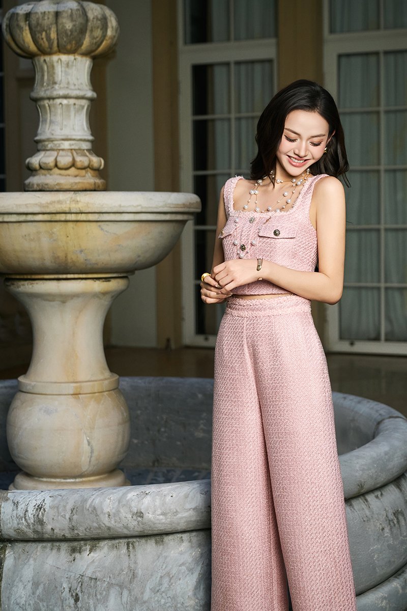 Nolyn High Waist Straight Pants in Crepe Pink