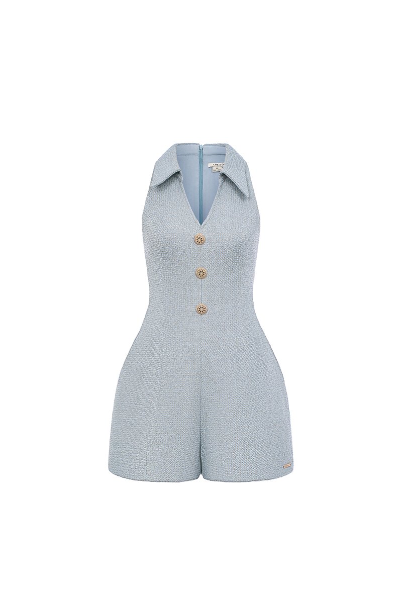 Vienna V-Neckline Romper in Pompadour