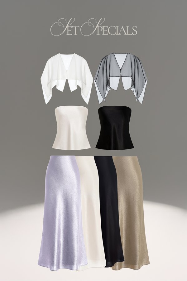 Alethea Tube Top with Organdy Cape & Alethea Skirt Set