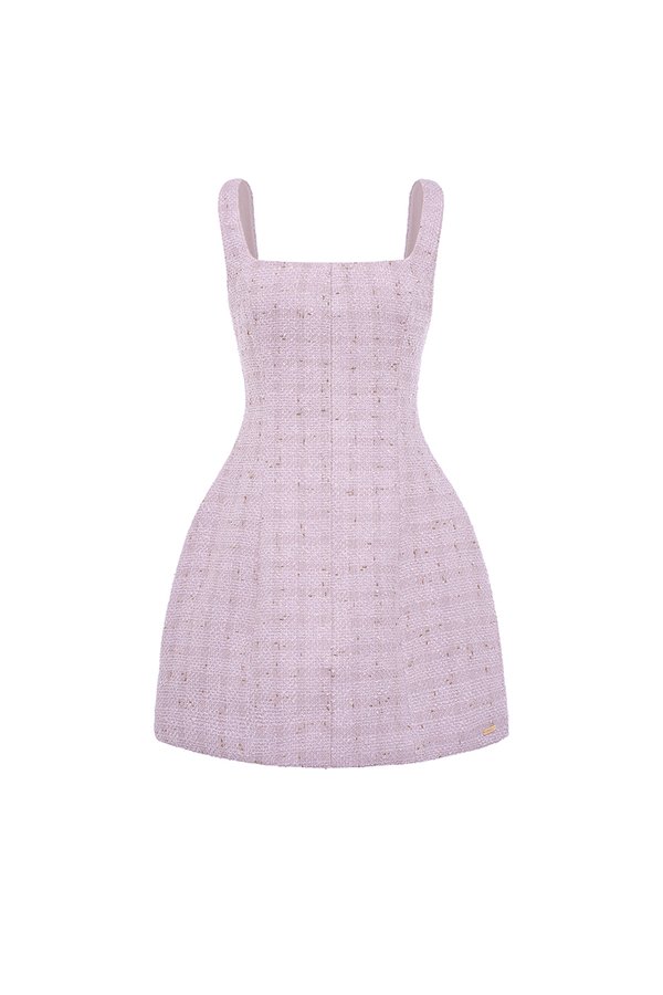 Audrina Square Neck Mini Dress in Soft Lilac