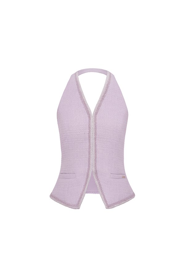 Irene V-Neckline Tailored Vest in French Lilac
