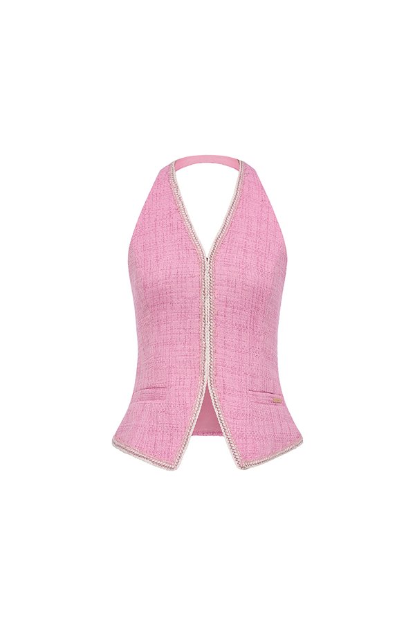 Irene V-Neckline Tailored Vest in Rosette