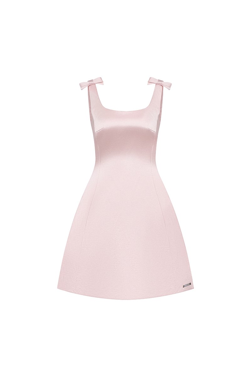 Blanche Padded Bow Straps Mini Dress in Cherry Blossom