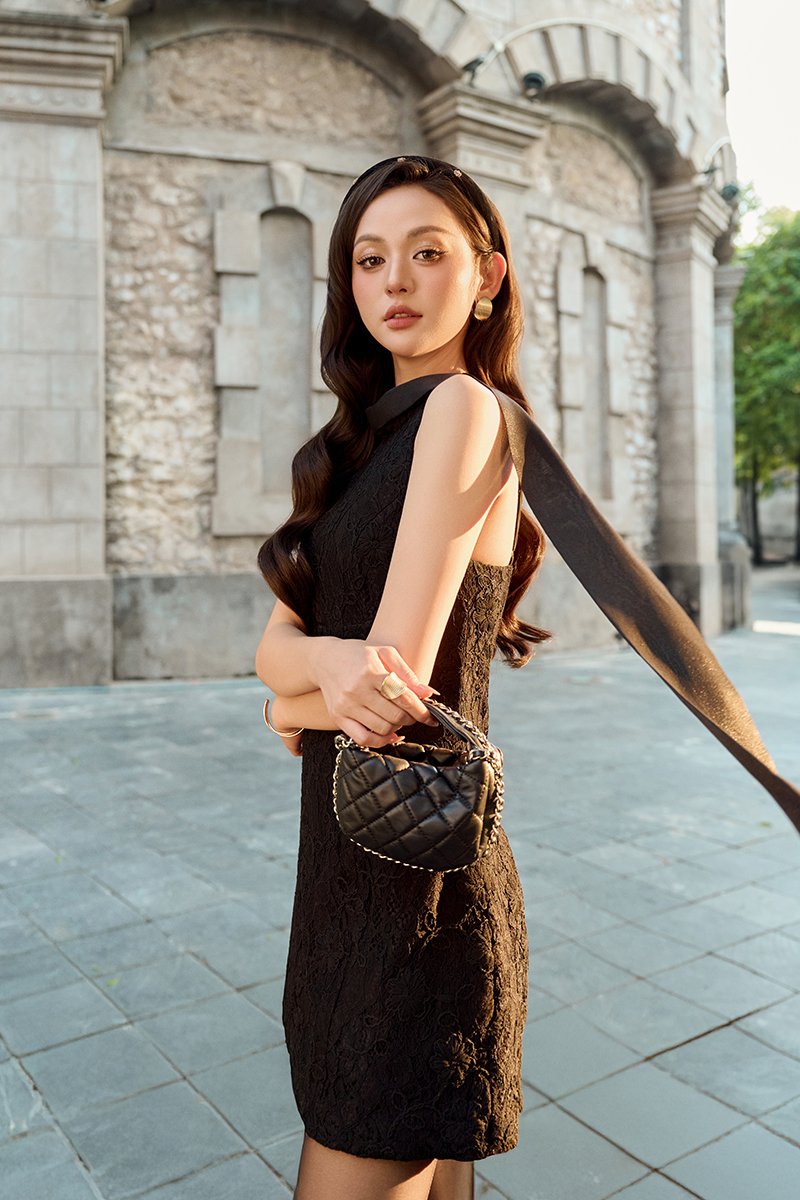 Charl&eacute;ne Open Back Mini Dress in Classic Black