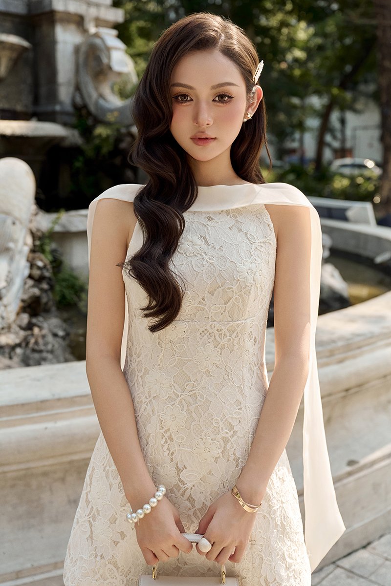 Charl&eacute;ne Open Back Mini Dress in Cream