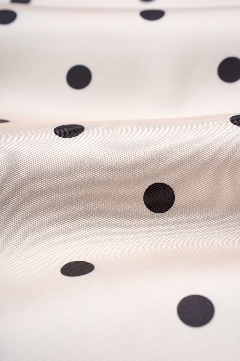 Colette Padded Square Neck Midi Dress in Cream Polka