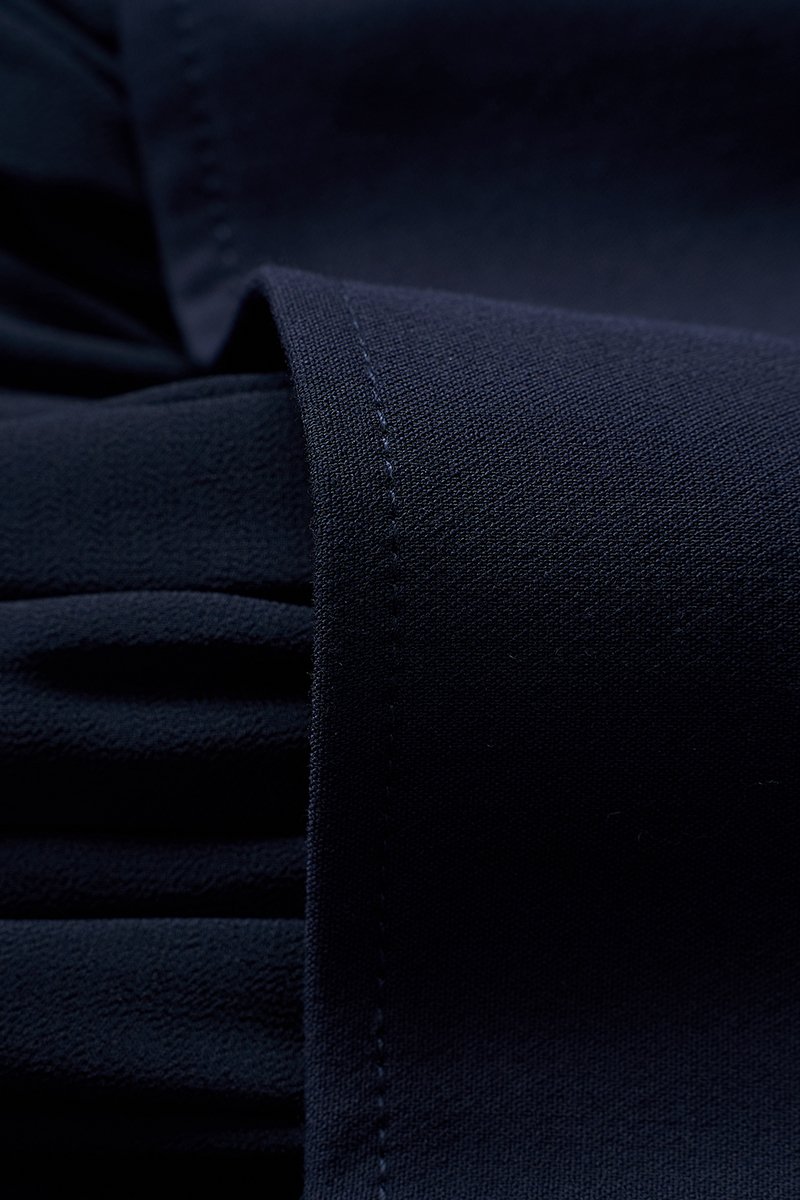 Eleanor Padded Contrast Maxi Dress in Navy Blue