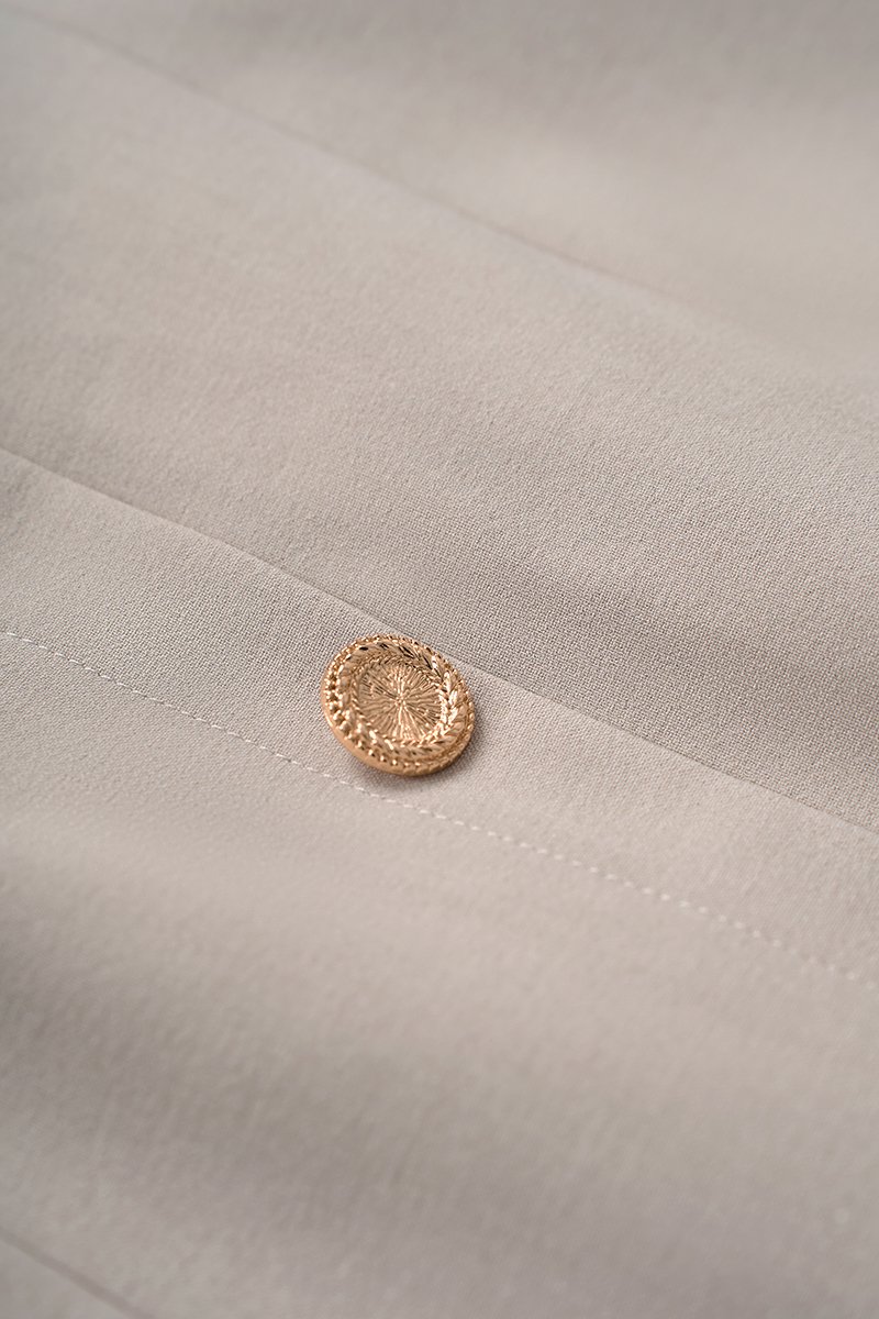 Eug&eacute;nie Padded Draped Halter Dress in Cream Beige