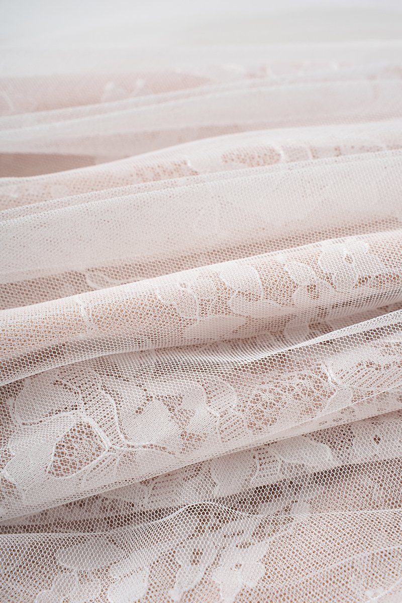 Maelys Pleated Tulle Lace Midi Skirt in Iconic White