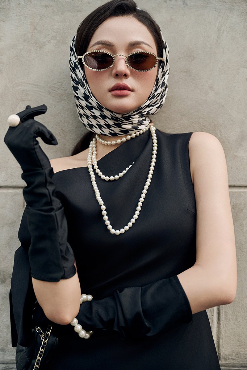 Zelie Padded Asymmetrical Mini Dress in Classic Black