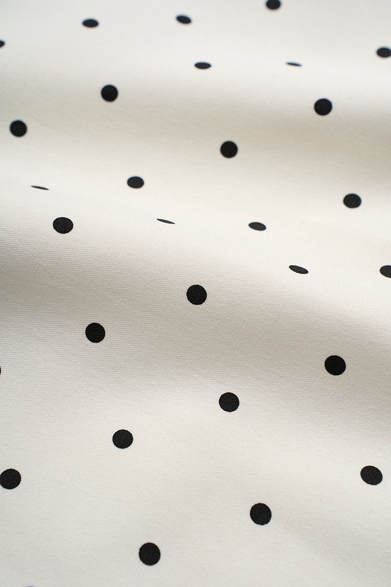 Zelie Padded Asymmetrical Mini Dress in Cream Polka