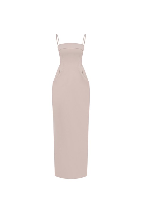 Adèle Padded Column Dress in Wild Aster