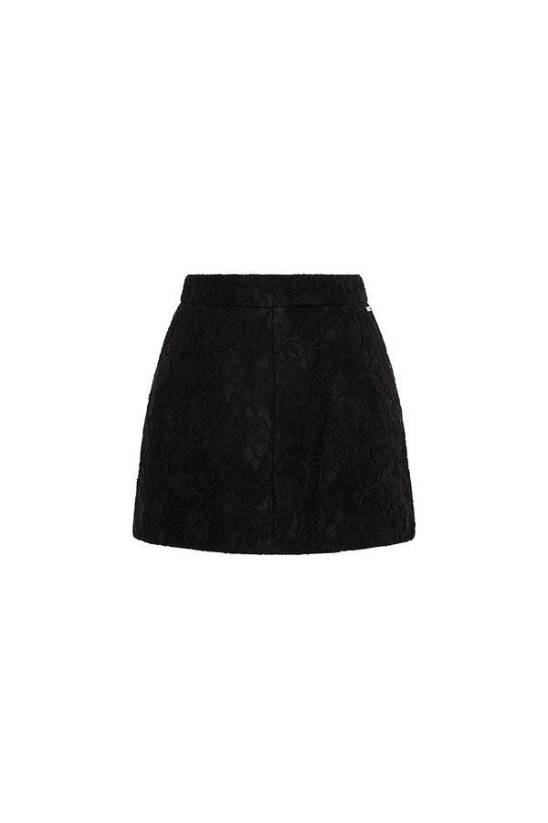 Andrée Guipure Lace Mini Skort in Classic Black