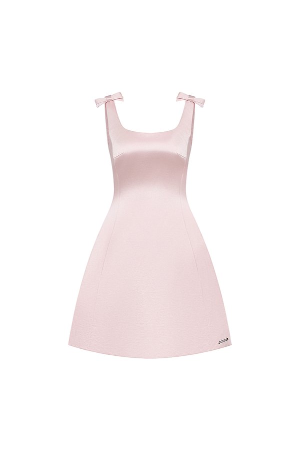 Blanche Padded Bow Straps Mini Dress in Cherry Blossom