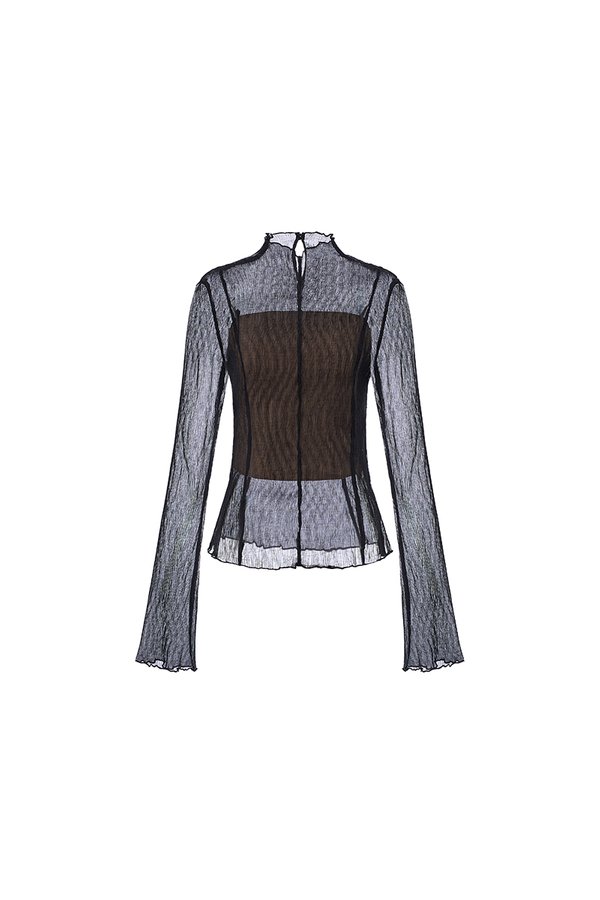 Ingrid High Neck Top With Inner Tube in Classic Black